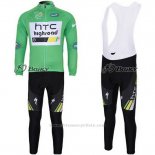2011 Maillot Cyclisme HTC Highroad Vert et Blanc Manches Longues et Cuissard