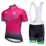 2018 Maillot Cyclisme Astana Rose Manches Courtes et Cuissard