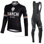 2017 Maillot Cyclisme Bianchi Milano Ml Noir Manches Longues et Cuissard