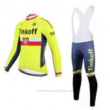 2017 Maillot Cyclisme Tinkoff Jaune Manches Longues et Cuissard