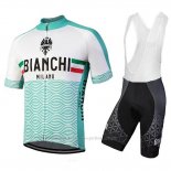 2018 Maillot Cyclisme Bianchi Attone Blanc et Vert Manches Courtes et Cuissard