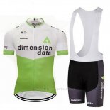 2018 Maillot Cyclisme Dimension Data Blanc et Vert Manches Courtes et Cuissard