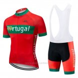 2019 Maillot Cyclisme Portugal Vert Rouge Manches Courtes et Cuissard