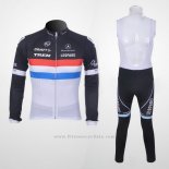 2011 Maillot Cyclisme Trek Leqpard Champion France Noir et Blanc Manches Longues et Cuissard
