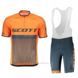 2018 Maillot Cyclisme Scott RC Noir Orange Manches Courtes et Cuissard