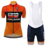 2017 Maillot Cyclisme Femme Damen Boels Dolmans Orange Manches Courtes et Cuissard