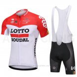 2018 Maillot Cyclisme Lotto Soudal Blanc et Rouge Manches Courtes et Cuissard