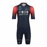 2022 Maillot Cyclisme Ineos Grenadiers Rouge Bleu Manches Courtes et Cuissard