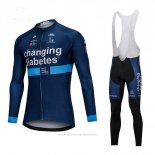 2018 Maillot Cyclisme Changing Diabetes Bleu Manches Longues et Cuissard
