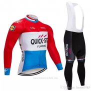 2018 Maillot Cyclisme Quick Step Floors Rouge Blanc Bleu Manches Longues et Cuissard