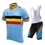 2021 Maillot Cyclisme Belgique Azur Manches Courtes et Cuissard