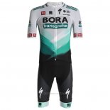 2021 Maillot Cyclisme Bora-Hansgrone Blanc Vert Noir Manches Courtes et Cuissard