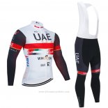 2021 Maillot Cyclisme UAE Blanc Manches Longues et Cuissard
