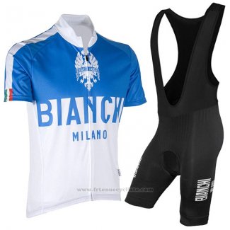 2017 Maillot Cyclisme Bianchi Milano Bleu Manches Courtes et Cuissard