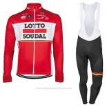 2017 Maillot Cyclisme Lotto Soudal Ml Rouge Manches Longues et Cuissard