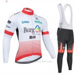 2020 Maillot Cyclisme Burgos BH Blanc et Rouge Manches Longues et Cuissard