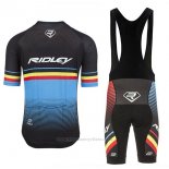 2017 Maillot Cyclisme Ridley Rincon Bleu Clair et Noir Manches Courtes et Cuissard