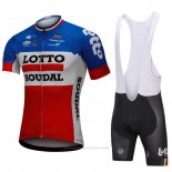 2018 Maillot Cyclisme Lotto Soudal Bleu et Rouge Manches Courtes et Cuissard