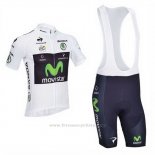 2013 Maillot Cyclisme Movistar Lider Blanc Manches Courtes et Cuissard
