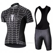 2019 Maillot Cyclisme Marvel Heros Spider Man Noir Manches Courtes et Cuissard