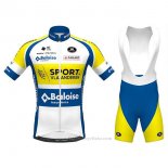 2020 Maillot Cyclisme Sport Vlaanderen-baloise Blanc Jaune Bleu Manches Courtes et Cuissard