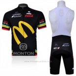 2011 Maillot Cyclisme McDonalds Noir et Jaune Manches Courtes et Cuissard