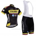 2015 Maillot Cyclisme Colombia Noir et Jaune Manches Courtes et Cuissard
