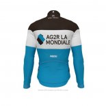 2019 Maillot Cyclisme Ag2r La Mondiale Noir Blanc Bleu Manches Longues et Cuissard