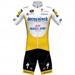 2020 Maillot Cyclisme Deceuninck Quick Step Blanc Jaune Manches Courtes et Cuissard