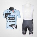 2011 Maillot Cyclisme Saxo Bank Bleu Clair Manches Courtes et Cuissard