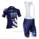 2013 Maillot Cyclisme Tinkoff Saxo Bank Bleu et Blanc Manches Courtes et Cuissard