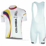 2017 Maillot Cyclisme Colombia Blanc Manches Courtes et Cuissard