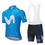 2020 Maillot Cyclisme Movistar Bleu Manches Courtes et Cuissard