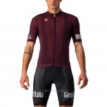 2021 Maillot Cyclisme Giro d'Italia Fonce Rouge Manches Courtes et Cuissard