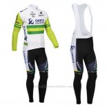 2013 Maillot Cyclisme Orica GreenEDGE Blanc et Vert Manches Longues et Cuissard