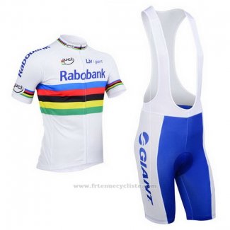 2013 Maillot Cyclisme UCI Monde Champion Lider Rabobank Blanc Manches Courtes et Cuissard