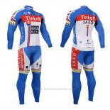2015 Maillot Cyclisme Tinkoff Saxo Bank Champion Slovaquie Manches Longues et Cuissard