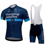 2018 Maillot Cyclisme Changing Diabetes Bleu Manches Courtes et Cuissard