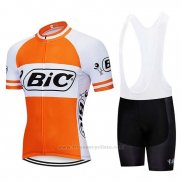2019 Maillot Cyclisme Bic Blanc Orange Manches Courtes et Cuissard