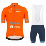 2019 Maillot Cyclisme Tour Down Under Ochre Orange Manches Courtes et Cuissard
