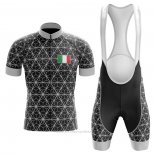 2020 Maillot Cyclisme Italie Noir Gris Manches Courtes et Cuissard