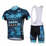 2018 Maillot Cyclisme Tinkoff Saxo Bank Bleu Manches Courtes et Cuissard