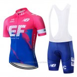 2019 Maillot Cyclisme EF Education First Bleu Rose Manches Courtes et Cuissard