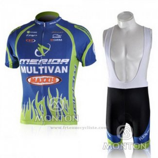 2010 Maillot Cyclisme Merida Bleu et Vert Manches Courtes et Cuissard