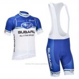 2013 Maillot Cyclisme Subaru Blanc et Azur Manches Courtes et Cuissard