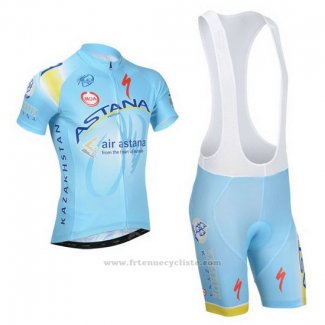 2014 Maillot Cyclisme Astana Bleu Clair Manches Courtes et Cuissard