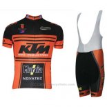2015 Maillot Cyclisme Ktm Noir et Orange Manches Courtes et Cuissard