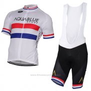 2017 Maillot Cyclisme Aqua Blue Sport Champion British Blanc Manches Courtes et Cuissard