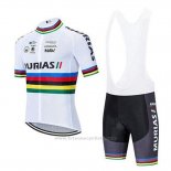 2020 Maillot Cyclisme UCI Mondo Champion Euskadi Murias Blanc Manches Courtes et Cuissard